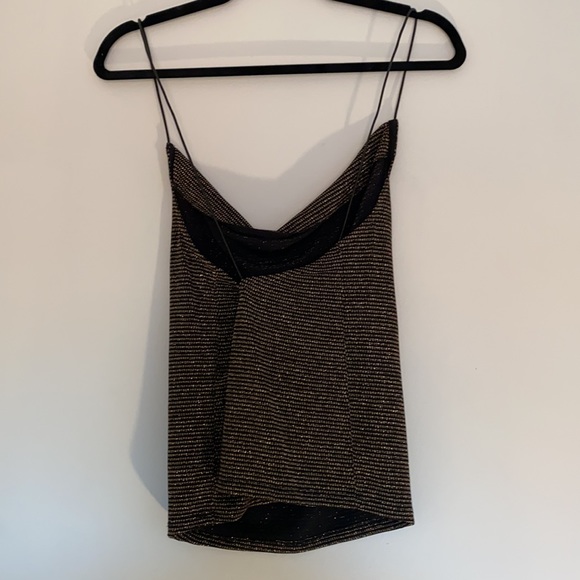 Gold and black cowl neck tank with open back - Picture 3 of 5